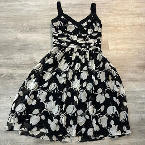 Elegant Black and White Floral Dress